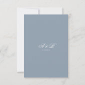 Klassieke Stofblauwe Rand Monogram Script Bruiloft RSVP Kaartje (Achterkant)