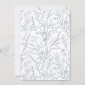 Klassieke stoffige blauwe bloemenbruiloft uitnodig kaart (Achterkant)