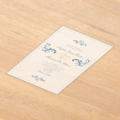 Klassieke stoffige blauwe bruiloft acryl uitnodigingen (Laagn)