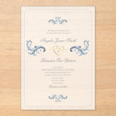 Klassieke stoffige blauwe bruiloft acryl uitnodigingen (Voorkant)