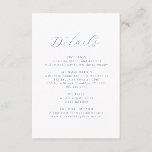 Klassieke Stoffige Blauwe Floral Crest Monogram Br Informatiekaartje (Voorkant)