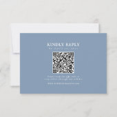 Klassieke Stoffige Blauwe QR Code Formele Elegant RSVP Kaartje (Voorkant)