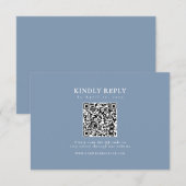 Klassieke Stoffige Blauwe QR Code Formele Elegant RSVP Kaartje (Voorkant / Achterkant)