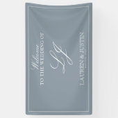 Klassieke Stoffige Blauwe Script Modern Monogram W Spandoek (Verticaal)