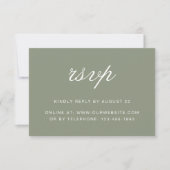 Klassieke stoffige groene scriptie bruiloft RSVP kaartje (Voorkant)