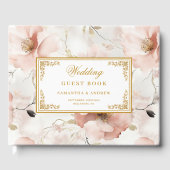 Klassieke stoffige roze gouden bloemen bruiloft ga gastenboek (Voorkant)