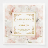 Klassieke stoffige roze gouden bloemen bruiloft se servet (Voorkant)