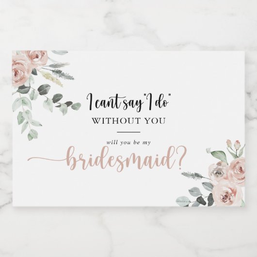 Klassieke stomproze roze roze oraal bruidsvoorstel sparkling wijnetiket (Enkel label)