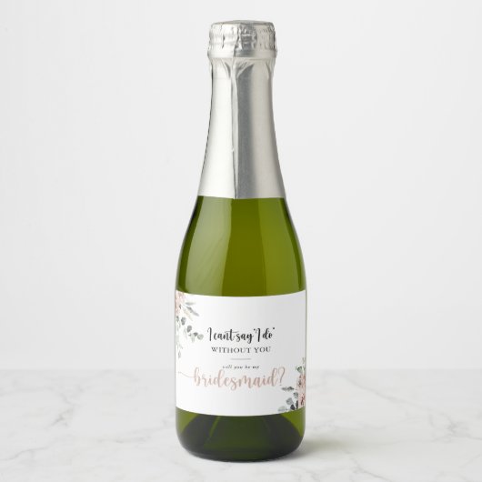 Klassieke stomproze roze roze oraal bruidsvoorstel sparkling wijnetiket (Voorkant)