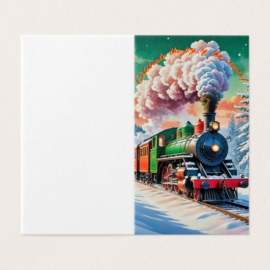 Klassieke stoomlocomotief Christmas Kaart (Buitenkant ongevouwen)