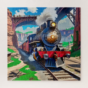 Klassieke Stoomlocomotief in een Schilderachtige K Legpuzzel
