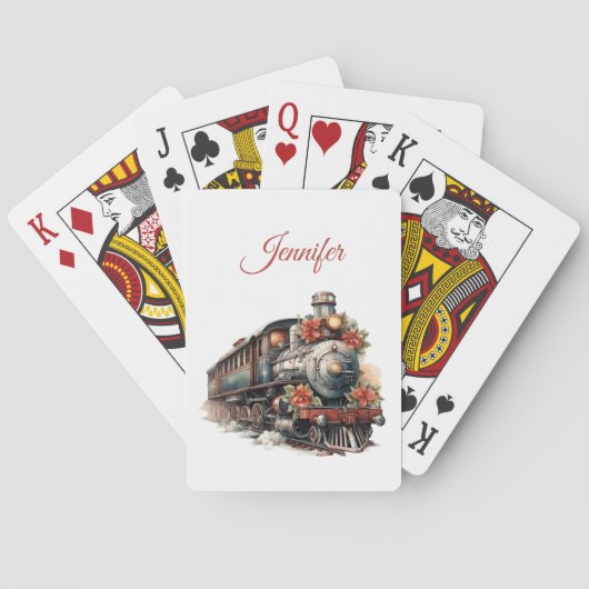 Klassieke Stoomtrein Traditionele Kerst Pokerkaarten (Achterkant)