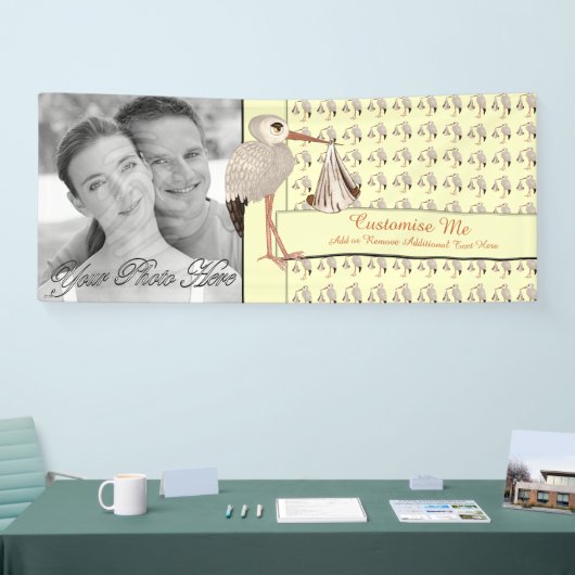 Klassieke Stork (Baby op weg) Neutral 2 Spandoek (Beurs)
