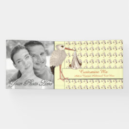 Klassieke Stork (Baby op weg) Neutral 2 Spandoek