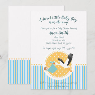 Klassieke Stork Baby Shower Uitnodiging