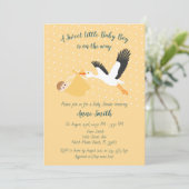 Klassieke Stork Baby Shower Uitnodiging (Staand voorkant)