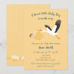 Klassieke Stork Baby Shower Uitnodiging