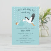 Klassieke Stork Baby Shower Uitnodiging (Staand voorkant)