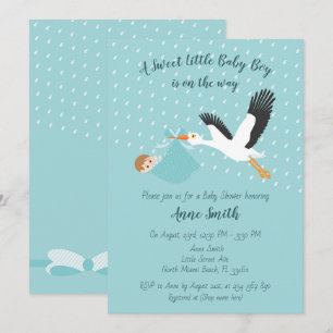 Klassieke Stork Baby Shower Uitnodiging