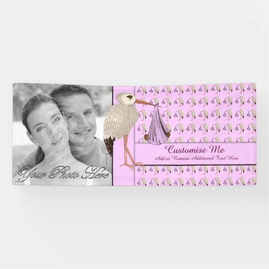 Klassieke storm (onderweg Baby) Roze 2 Spandoek (Horizontaal)