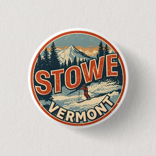 Klassieke Stowe, VT buiten winterpaden ski helling Ronde Button 3,2 Cm (Voorkant)