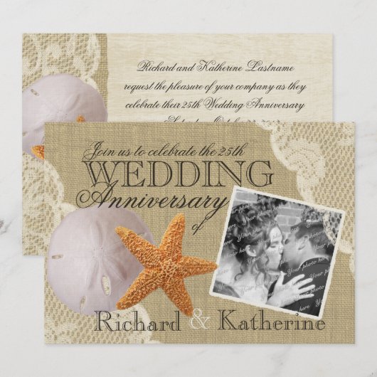 Klassieke strand- en kant trouwverjaardag kaart (Voorkant / Achterkant)