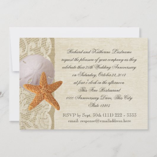 Klassieke strand- en kant trouwverjaardag kaart (Achterkant)