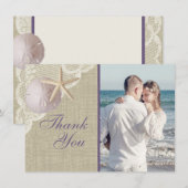 Klassieke strand paarse vlakke kaart bedankt (Voorkant / Achterkant)