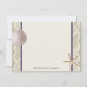 Klassieke strand paarse vlakke kaart bedankt (Achterkant)