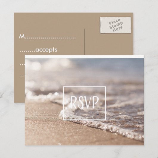 Klassieke Strand RSVP bruiloft Uitnodiging Briefkaart (Voorkant / Achterkant)
