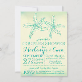 Klassieke Strand Zeester Koppel Trouwfeest Bruilof Kaart