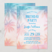 Klassieke strand zonsondergang palmboom pastel kaart (Voorkant / Achterkant)