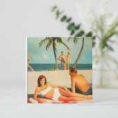 Klassieke strandscène feestdagenkaart (Staand voorkant)