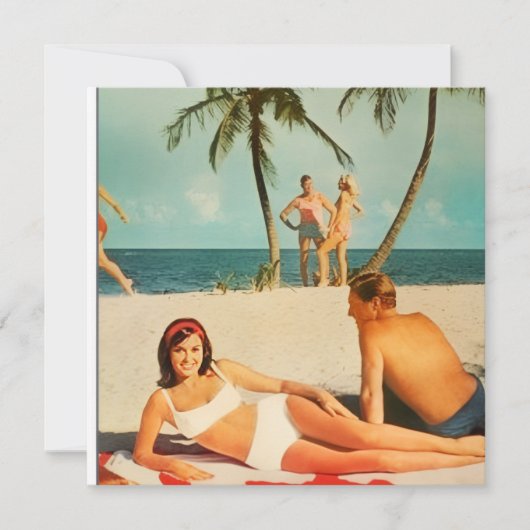 Klassieke strandscène feestdagenkaart (Voorkant)