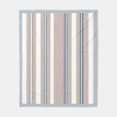 Klassieke Streep Beige, wit en blauw Fleece Deken (Voorkant)