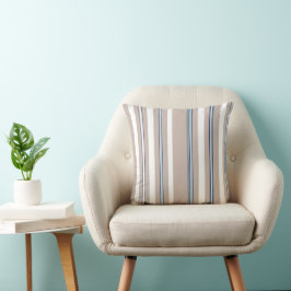 Klassieke Streep Beige, wit en blauw Kussen