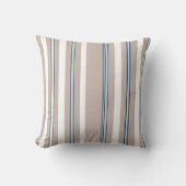 Klassieke Streep Beige, wit en blauw Kussen (Voorkant)