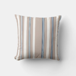 Klassieke Streep Beige, wit en blauw Kussen