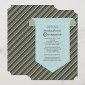 Klassieke streep bevestigingsuitnodiging kaart (Voorkant / Achterkant)