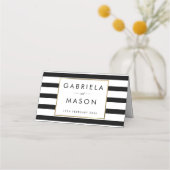 Klassieke streep bruiloft | Faux gouden folie Plaatskaartje (Achterkant)