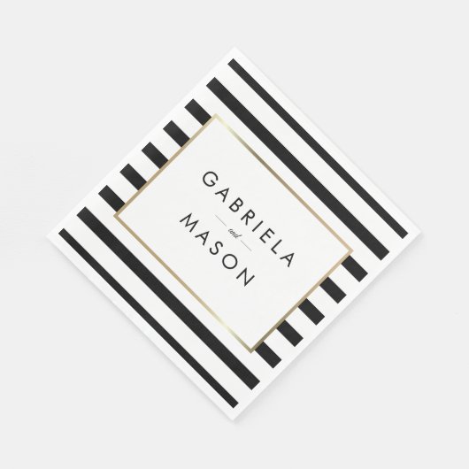 Klassieke streep bruiloft | Faux gouden folie Servet (Hoek)