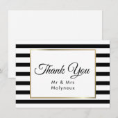 Klassieke Streep Bruiloft | Nep Goud Folie Dank Je Bedankkaart (Voorkant / Achterkant)