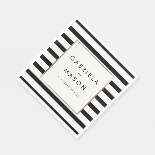 Klassieke Streep Bruiloft | Nep Goud Folie Servet (Hoek)