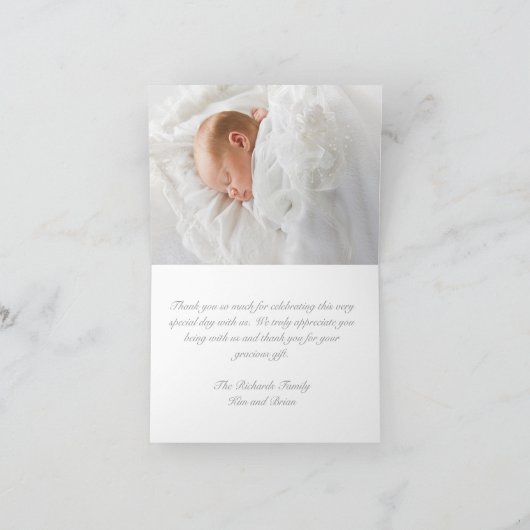 Klassieke streep goud folie kruis bedankkaart (Binnen)