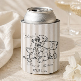 Klassieke Streep Sketch Golden Retriever Trouwen Blikjeskoeler