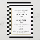 Klassieke streep verlovingsfeestje | Nep goud foli Kaart (Voorkant / Achterkant)