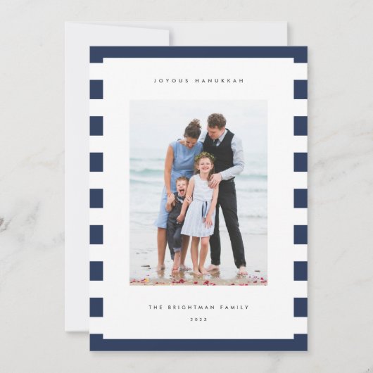 Klassieke streep | Verticale foto Hanukkah Feestdagenkaart (Voorkant)
