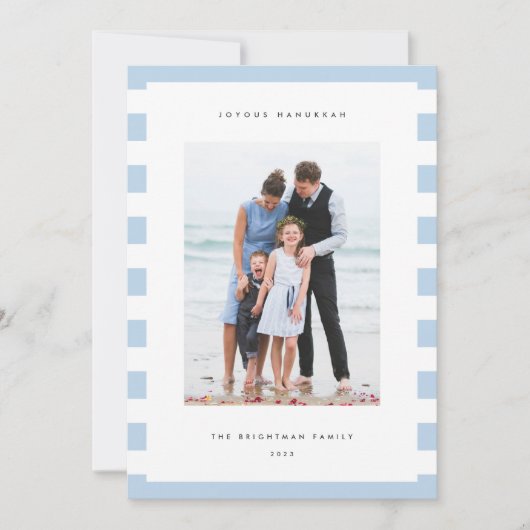 Klassieke streep | Verticale foto Hanukkah Feestdagenkaart (Voorkant)