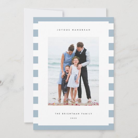 Klassieke streep | Verticale foto Hanukkah Feestdagenkaart (Voorkant)