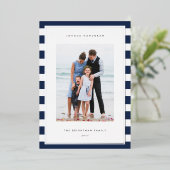 Klassieke streep | Verticale foto Hanukkah Silver Folie Feestdagenkaart (Staand Voorkant)